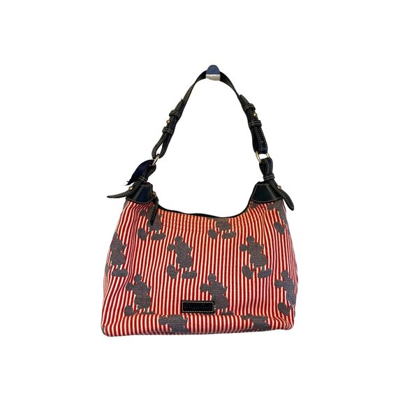 Dooney & Bourke Disney Parks Mickey Red & White Stripe Erica Hobo Bag Large Leat - Picture 1 of 11